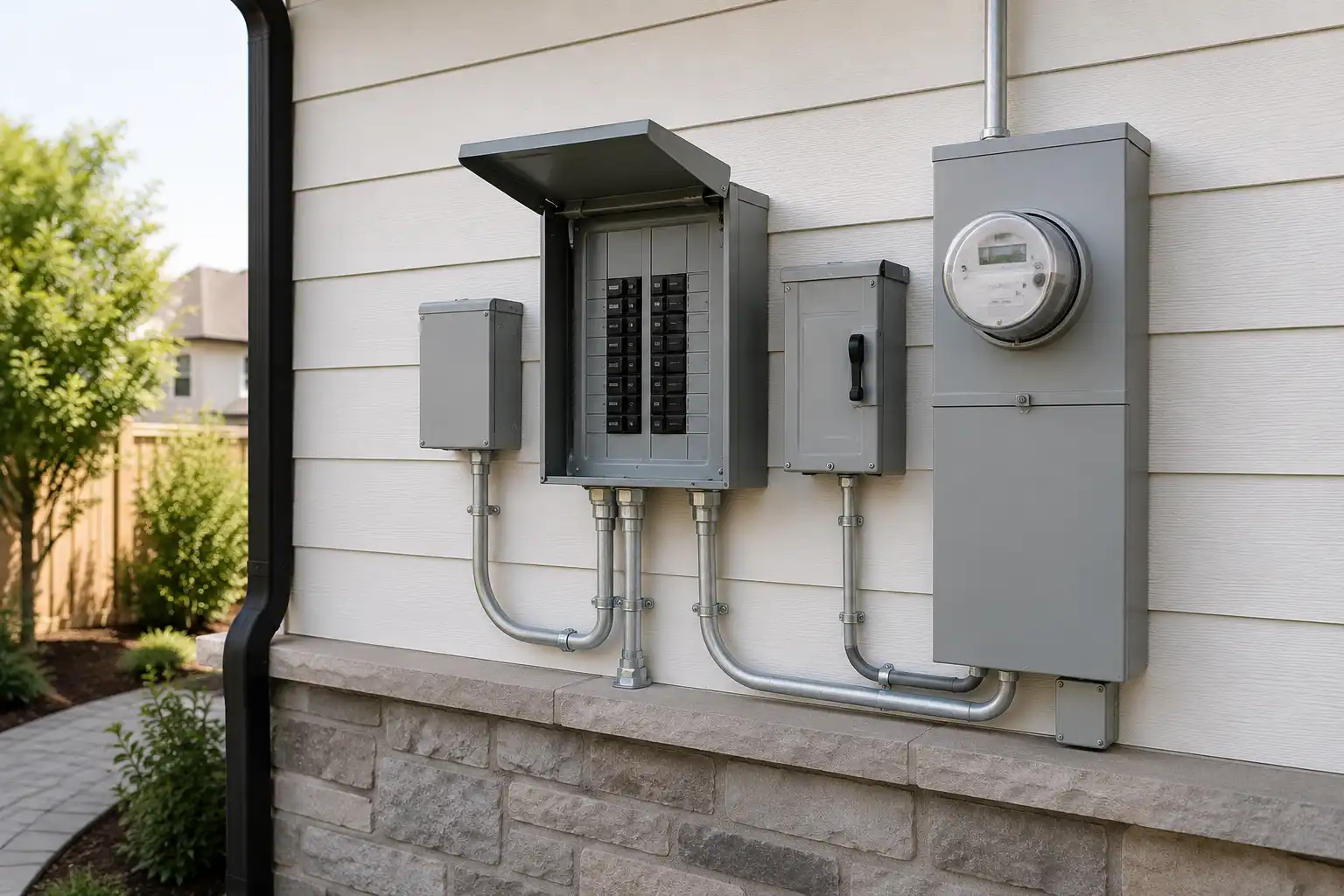 Residential electrical panel and solar disconnect equipment