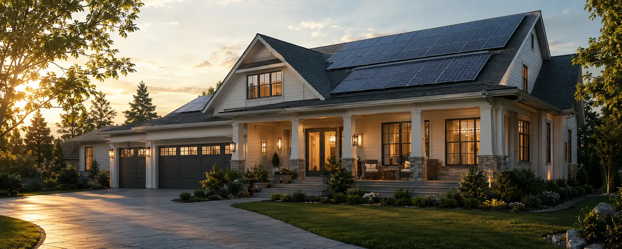 Modern family home with professionally installed rooftop solar panels