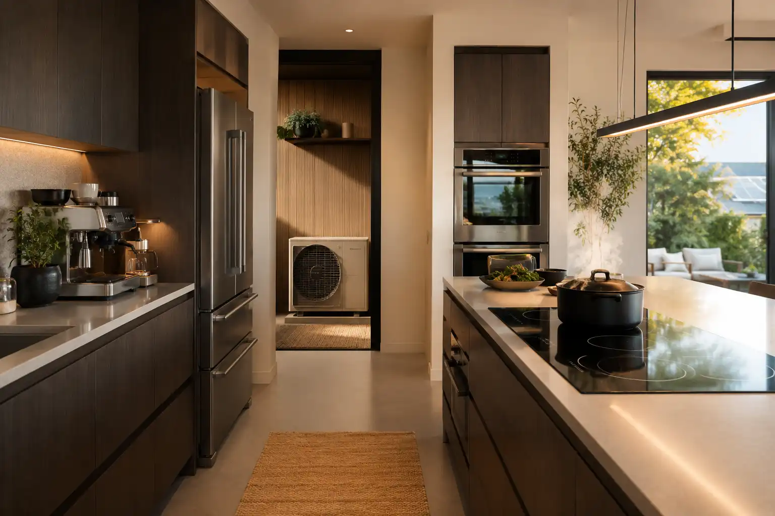 Modern energy-efficient laundry appliances in a home