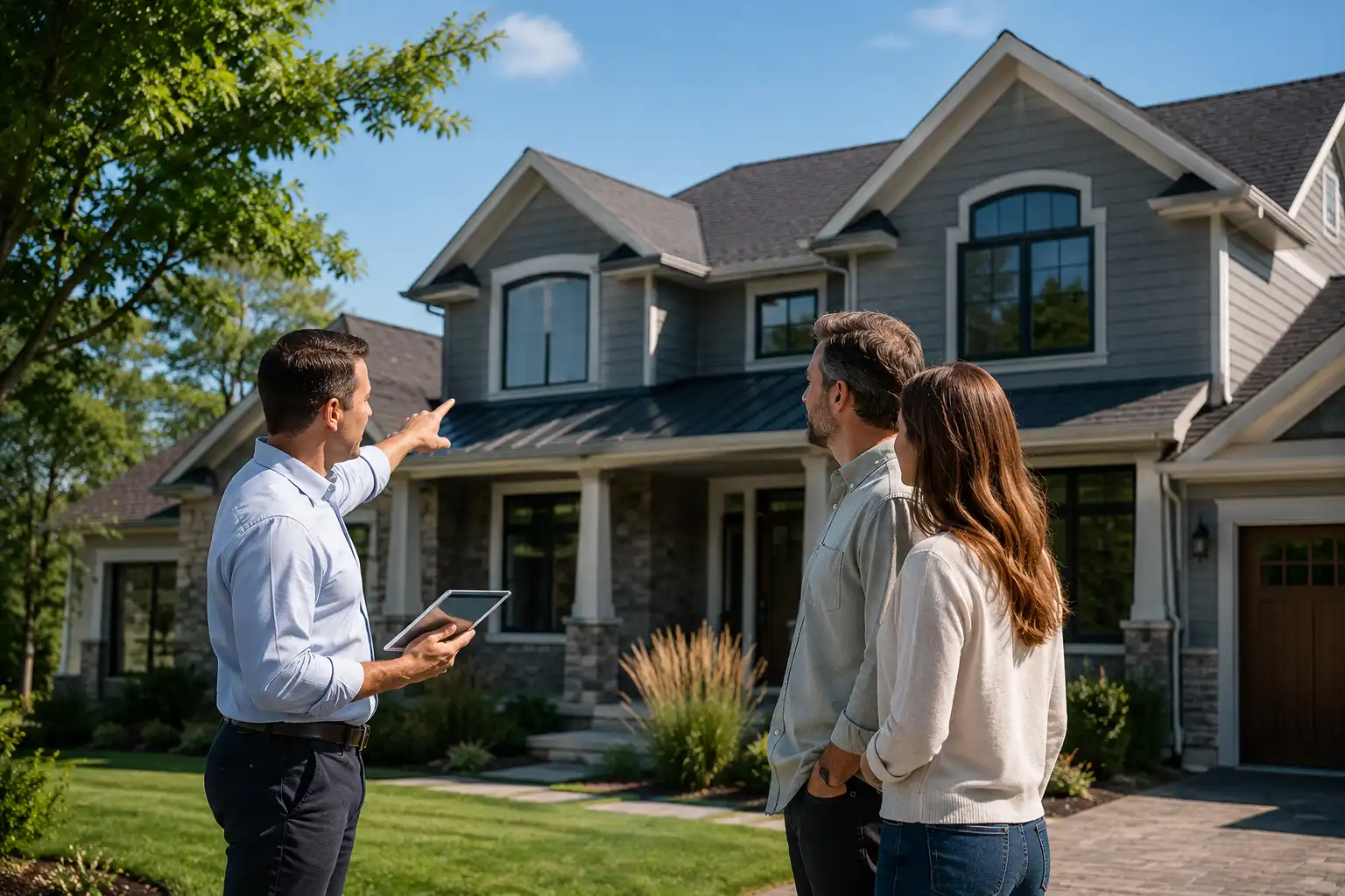Homeowners reviewing their solar installation plan